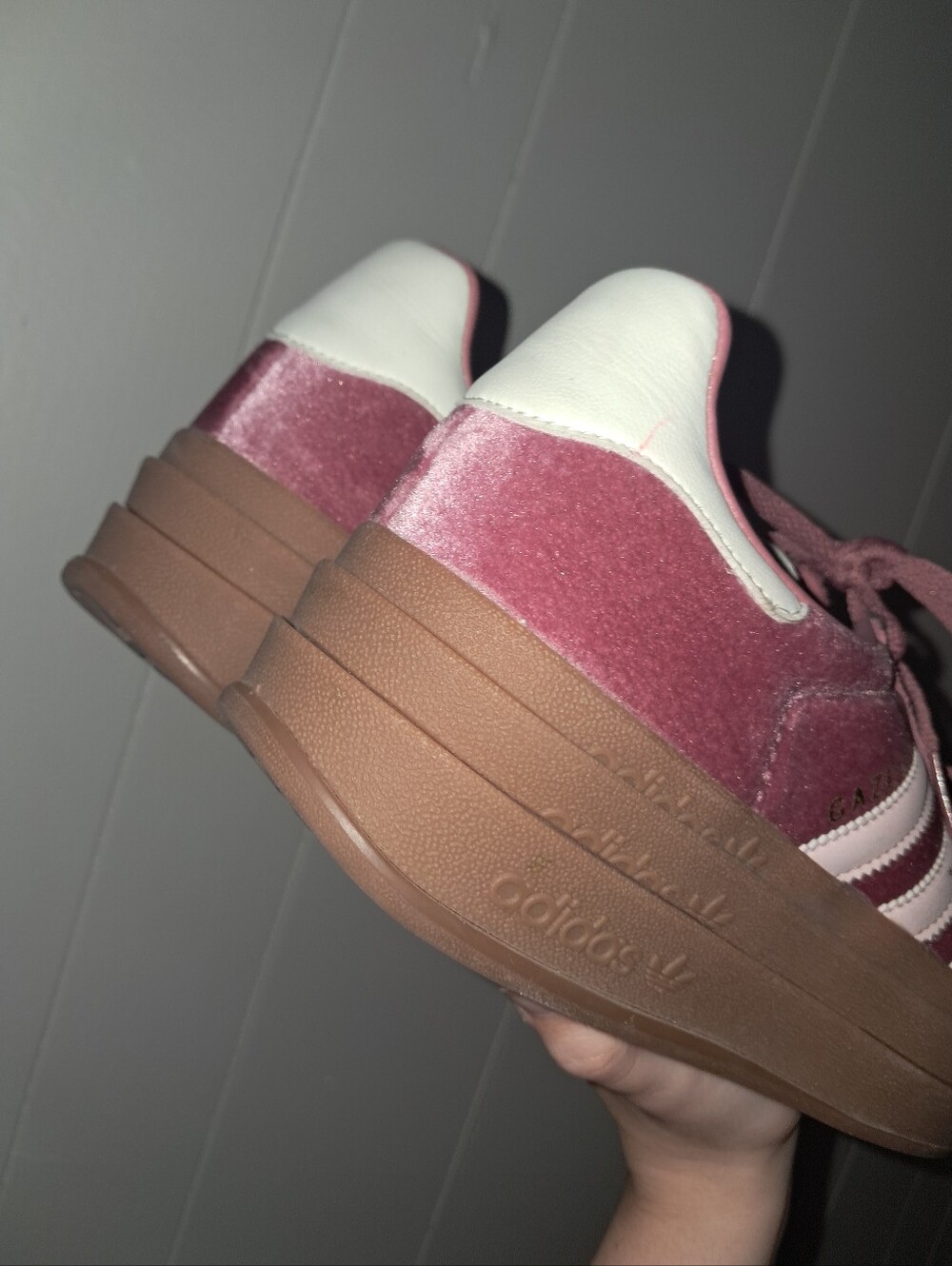 Adidas Gazelle Women's Rose Pink Suede Sneakers with Gum Platform Sole - Picture 8 of 8